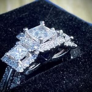 Vera Wang Love Princess Cut 2.33ct Three-Stone Engagement Ring